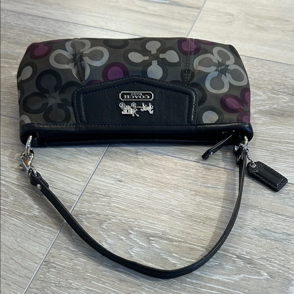 SOLD Coach Vintage Black and Gray Mini Bag with Purple Accents - Picture 7 of 10
